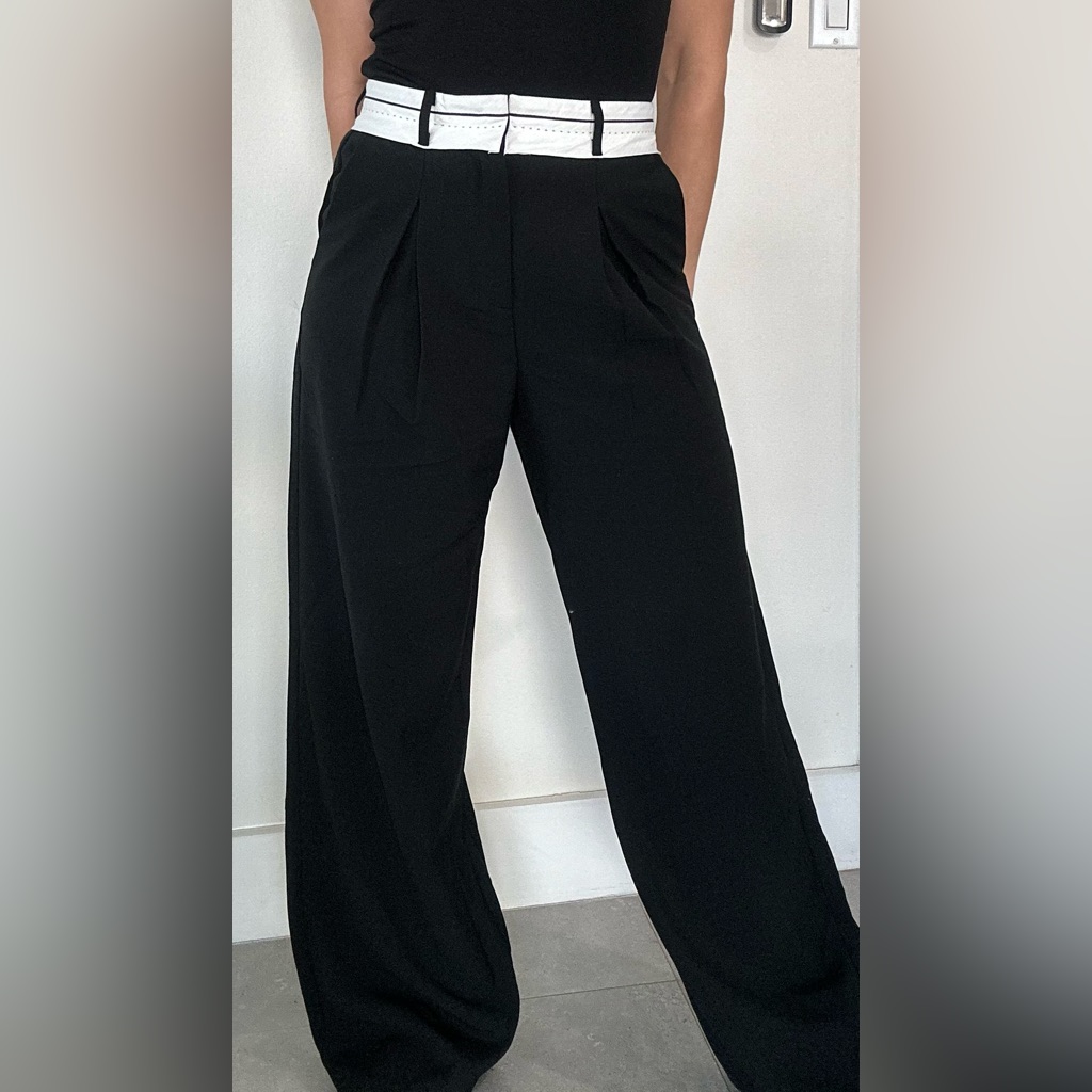 High Waist Black Wide-Leg Trousers Sans